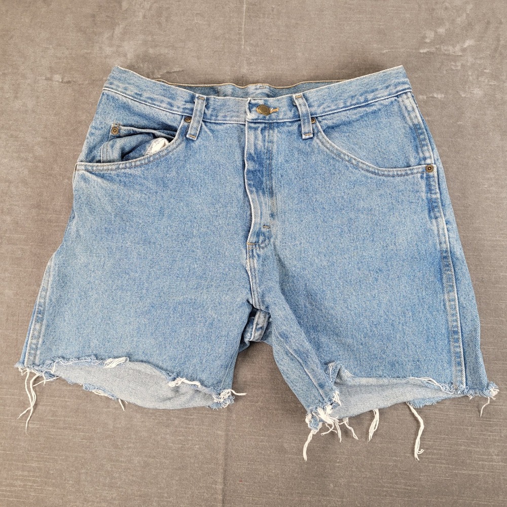 Wrangler‎ Y2K Mens Size 32 Light Wash Denim Cutoff Jean Shorts Regular Fit
